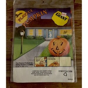 Vintage Playful Pumpkin Giant 9ft Jack O Lantern Yard Leaves Bag Halloween‎ NEW!